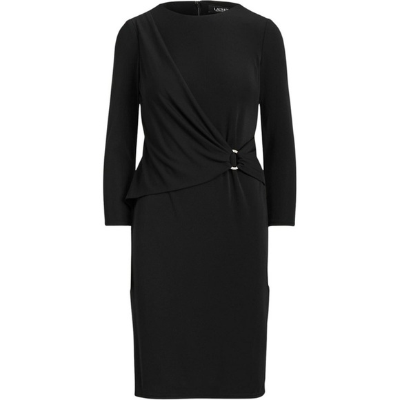 Ralph Lauren Black Label Matte Stretch Jersey Dress Size 12 Black Lined *READ - Picture 2 of 14